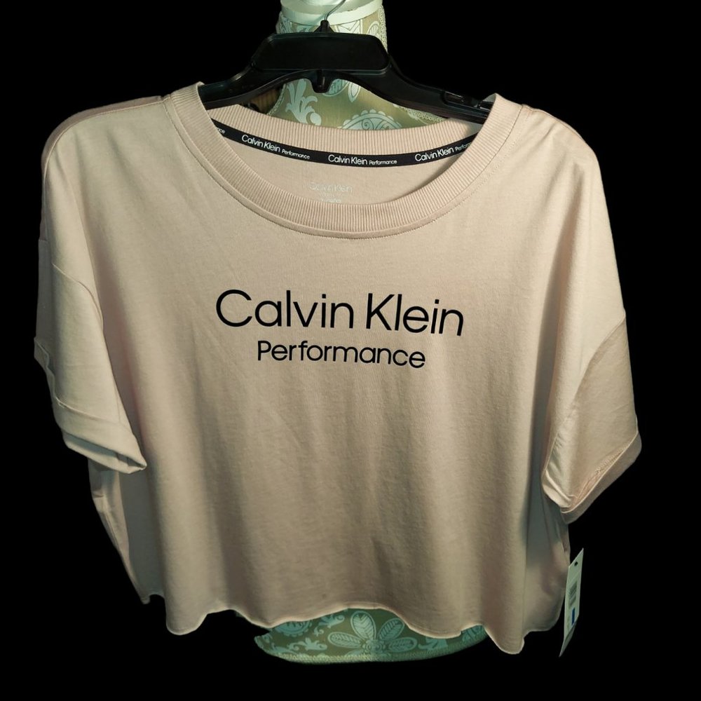 Calvin Klein Performance Crop Top Light Pink Women's Size XL